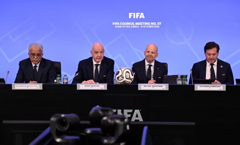 Gianni Infantino speaking during the meeting