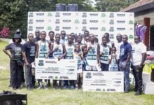 Godwin Adukpo (arrowed) together with the various winners and officials