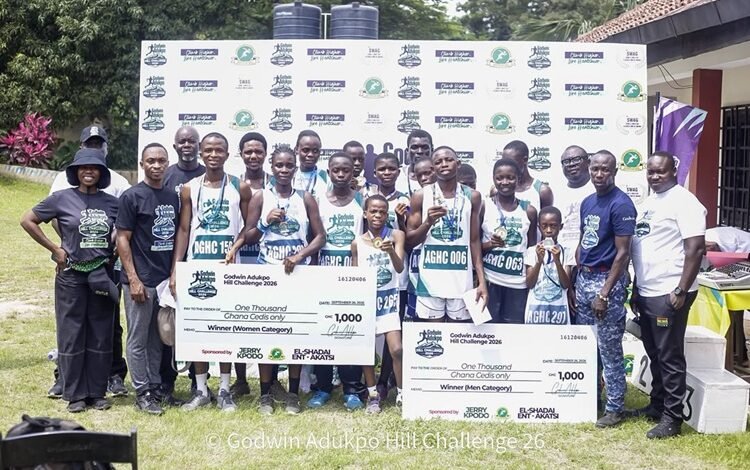 Godwin Adukpo (arrowed) together with the various winners and officials