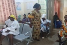 Ms Attrato speaking to the women at the hospital