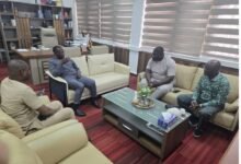 -Mr Armah-Kofi Buah (second from left) addressing the IFEJ delegation