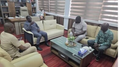 -Mr Armah-Kofi Buah (second from left) addressing the IFEJ delegation