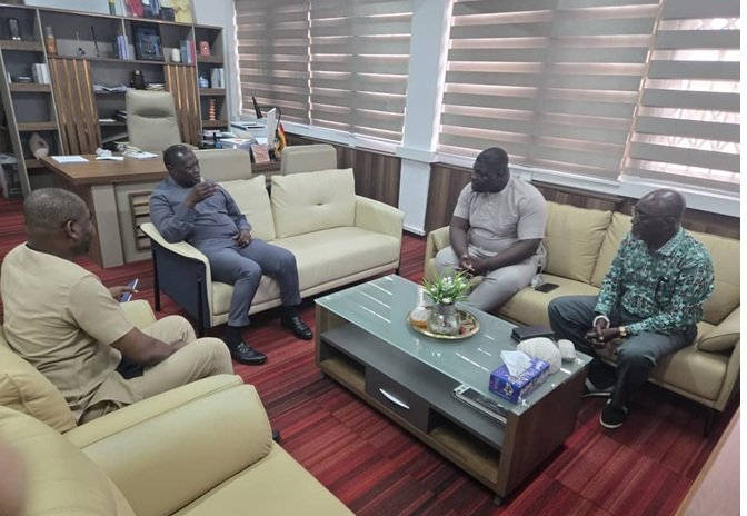 -Mr Armah-Kofi Buah (second from left) addressing the IFEJ delegation