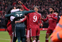 Liverpool players celebrating the victory