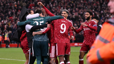 Liverpool players celebrating the victory