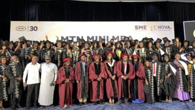 Mr Sadiq (fourth from left) together with other dignitaries and graduates at the event