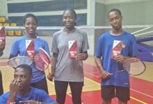 Members of the Golden Shuttlers during the training