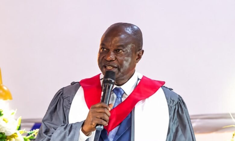 Mr Attah-Antwi (inset) addressing the congregation