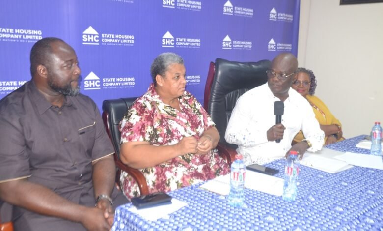 Mr Ibrahim (right) speaking during the visit. With him are Mr John Bawah (left) and Mrs Gizella Tetteh – Agbotui (second from left) Photo Victor A. Buxtton