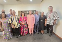 Mr Ofosu Kwakye (middle) with the NTC board members after the meeting