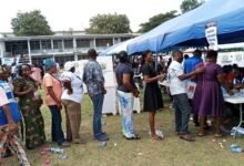 Ho Central Constituency delegates in a queue to cast their votes