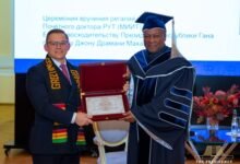 President Mahama (right) being honoured by the Russian University
