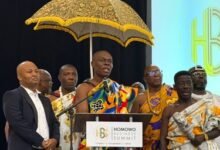 Nii Armah Okpah II (middle) speking at the event