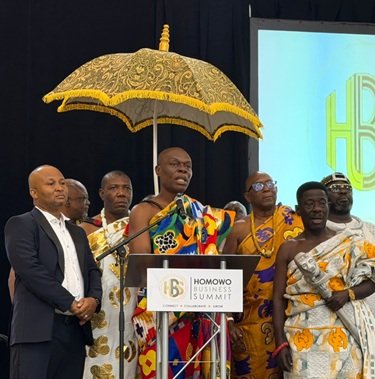 Nii Armah Okpah II (middle) speking at the event