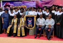 Rev Lt. Col. Armah Hammond (seated second from left) with Rev Dr Adu Obeng (seated left) and other leadership of the church after the service