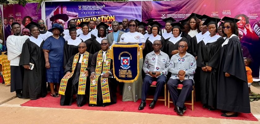 Rev Lt. Col. Armah Hammond (seated second from left) with Rev Dr Adu Obeng (seated left) and other leadership of the church after the service