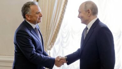 President Vladimir Putin shakes hands with Mr Steve Witkoff during a meeting yesterday