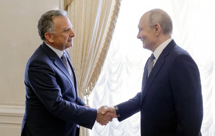 President Vladimir Putin shakes hands with Mr Steve Witkoff during a meeting yesterday