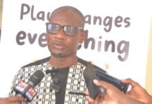 Mr Akubor (inset) speaking at the programme Photo Victor A. Buxton