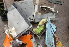 Remnants of a Nigerian military helicopter that crashed while carrying several passengers and crew members, in Ondo State, Nigeria