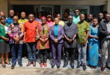Dr Agyeman-Rawlings (middle) with other dignitaries after the tour