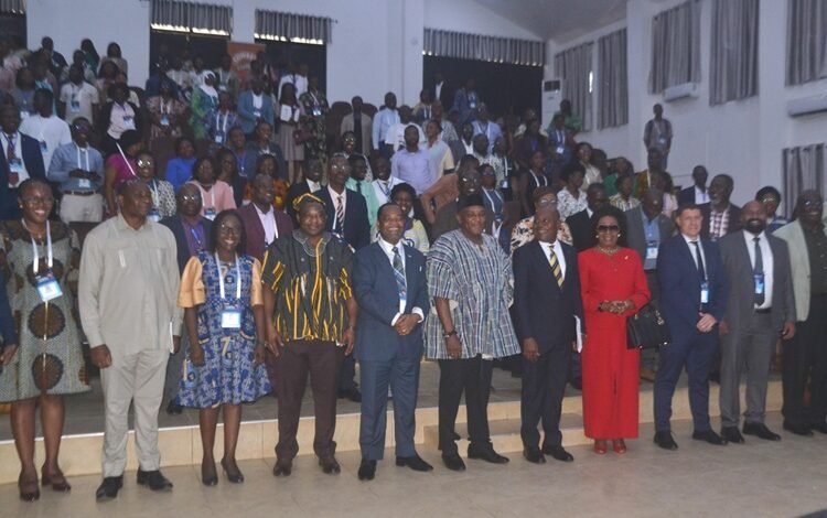 Dr Awoonor-Williams (middle) with Professor Alfred Yawson (fifth from left) and other dignitaries at the conference Photo Victor A. Buxton