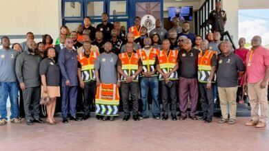 Mr Yohonu (front row middle) with Mr Oddoye (front row sixth from right) and other memers of the police and Street Sence Organisation