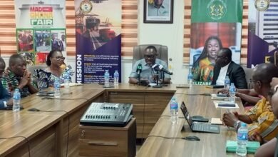 -Prof Gyampo (at head table) speaking during the press conference.