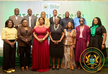 • Maretta Brew (middle front row), Shamima Muslim (3rd left second row), Genevie Shirley lartey, (3rd left) , Dr James Kweku Asante and Kweku Sersah Johnson , RTI board members at the Stakeholder conferenc