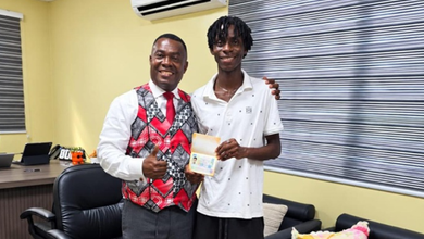 • Mr Afadzinu (left) with James Marfo