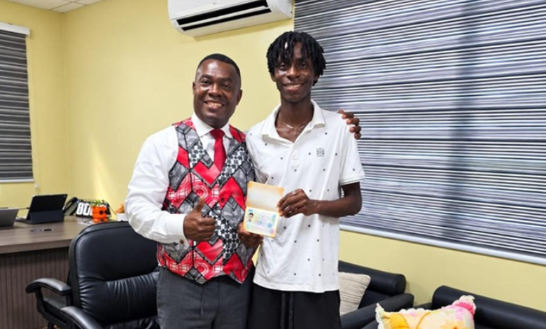 • Mr Afadzinu (left) with James Marfo