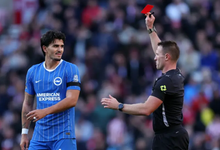 • Pascal Struijk was shown a red card by referee Thomas Bramall after 57 minutes of Brighton's victory at Sunderland