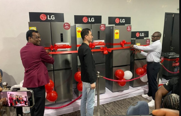 L-R LG representative (Giant Tek Limited), Ghana, Mr Hari Elluru, Regional Manager, Giant Tek Limited (LG Distributor), Ghana, Mr Lerry Wang, and Chief Executive Officer, Spark 1 Capital, Ghana, Mr. Ibrahim Amidu,