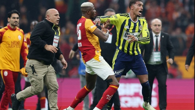 Victor Osimhen clashes with Fenerbahce's Archie Brown after the match