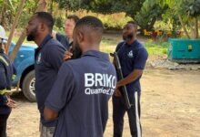 One of the claimants with a team of guards at the querry site