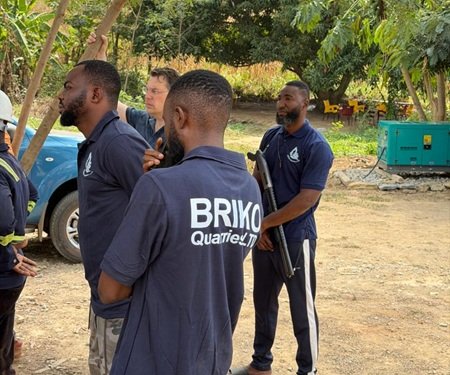 One of the claimants with a team of guards at the querry site