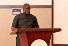 Dr Bako (inset) addressing the participants at the event